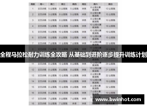 全程马拉松耐力训练全攻略 从基础到进阶逐步提升训练计划